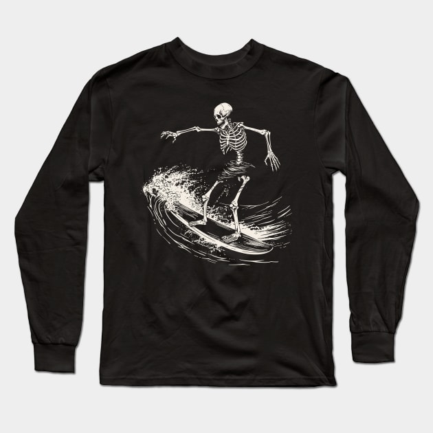 Skeleton playing surfing Long Sleeve T-Shirt by Yopi